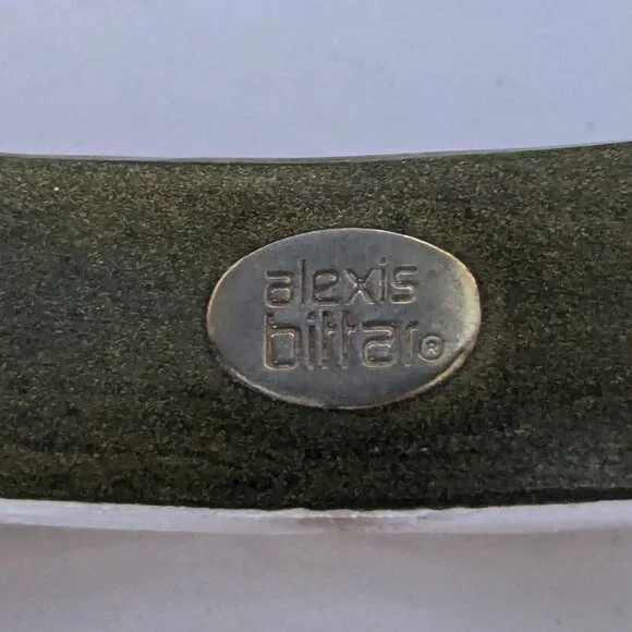 ALEXIS BITTAR Resin Metal Dotted Stud Hinge Clamper Bangle Bracelet - Picture 7 of 8